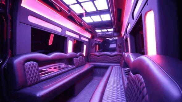 Interior of Haltom City Party Bus Company's 14 Passenger Sprinter Limousine in Haltom City