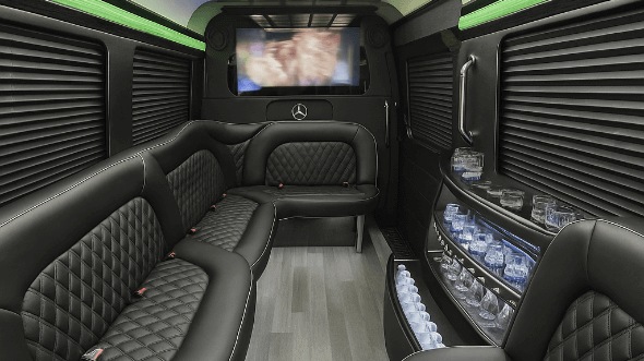 Interior of McAllen Party Bus Company's 14 Passenger Sprinter Limousine in McAllen