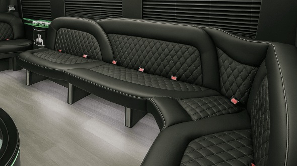 Interior of Pasadena Party Bus Company's 14 Passenger Sprinter Limousine in Pasadena