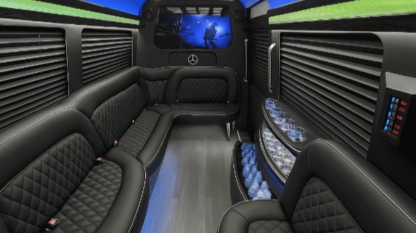 Interior of Southlake Party Bus Company's 14 Passenger Sprinter Limousine in Southlake