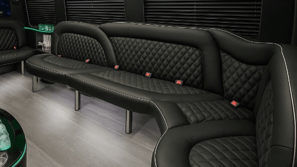 Interior of Keller Party Bus Company's 18 Passenger Party Bus in Keller