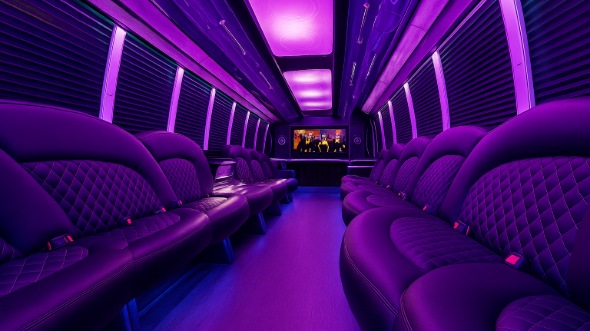 Interior of Waco Party Bus Company's 20 Passenger Party Bus in Waco