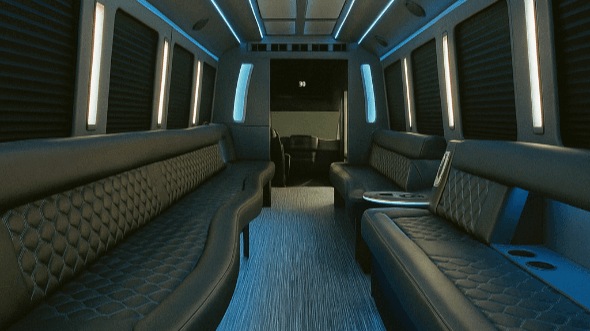 Interior of Flower Mound Party Bus Company's 25 Passenger Party Bus in Flower Mound