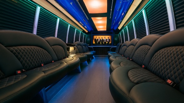 Interior of Galveston Party Bus Company's 25 Passenger Party Bus in Galveston