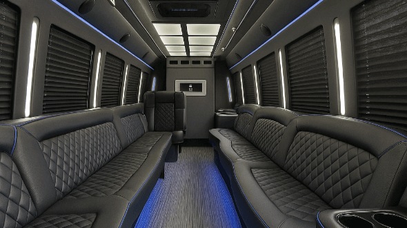 Interior of Cibolo Party Bus Company's 30 Passenger Party Bus in Cibolo
