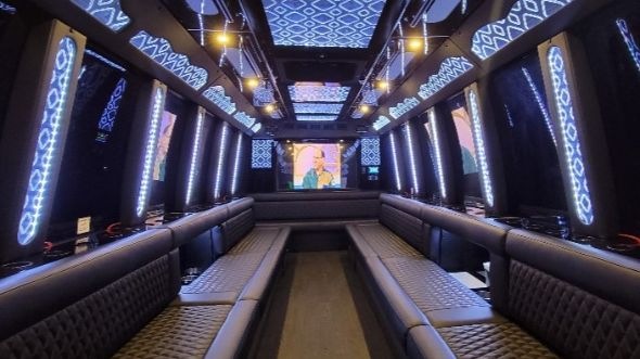 Interior of Atascocita Party Bus Company's 40 Passenger Party Bus in Atascocita