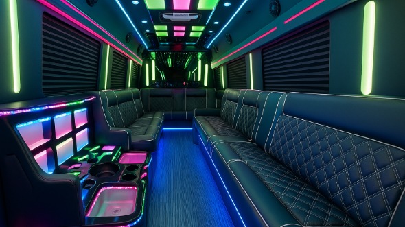 Interior of San Antonio Party Bus Company's 40 Passenger Party Bus in San Antonio