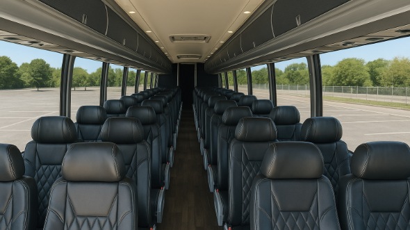 Interior of Texas Party Bus Company's 44 Passenger Charter Bus in Texas