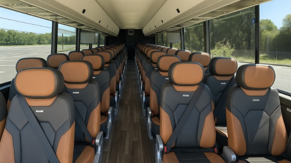 Interior of Texas Party Bus Company's 46 Passenger Charter Bus in Texas