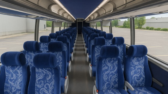 Interior of Texas Party Bus Company's 48 Passenger Charter Bus in Texas