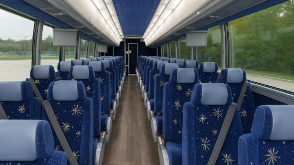 Interior of Texas Party Bus Company's 51 Passenger Charter Bus in Texas