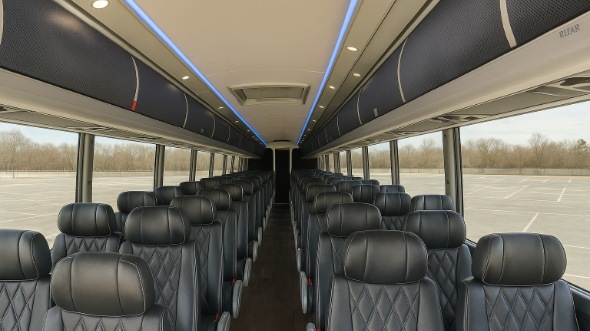 Interior of Texas Party Bus Company's 54 Passenger Charter Bus in Texas